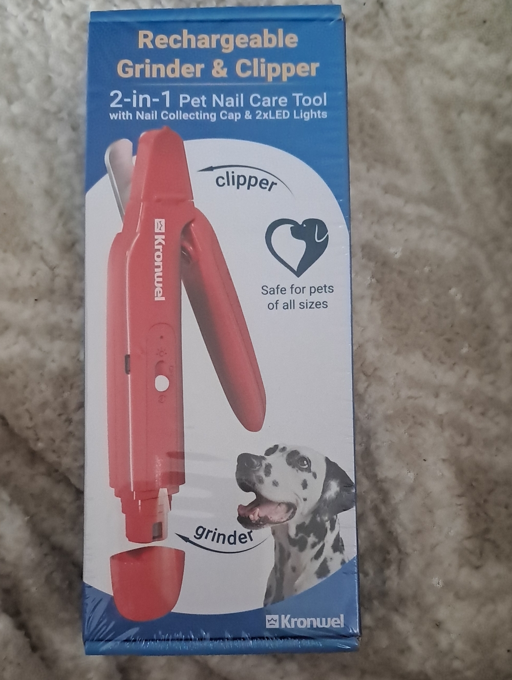 Rechargeable 2-in-1 Pet Nail Grinder & Clipper - Red